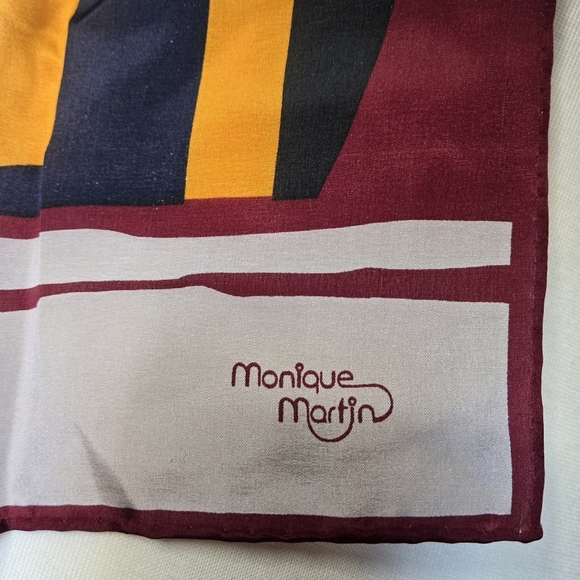 Monique Martin Vintage Red Blue Yellow Scarf 54" X 11" - Picture 4 of 5